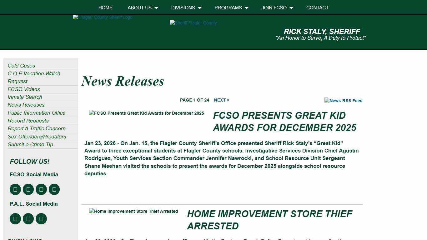 Flagler County Sheriff Office News Releases