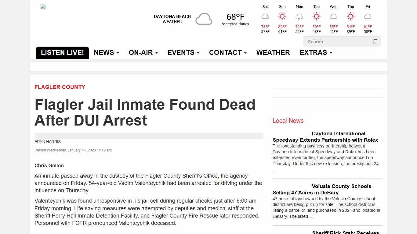 Flagler Jail Inmate Found Dead After DUI Arrest WNDB - News Daytona Beach